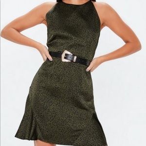 Khaki leopard print dress